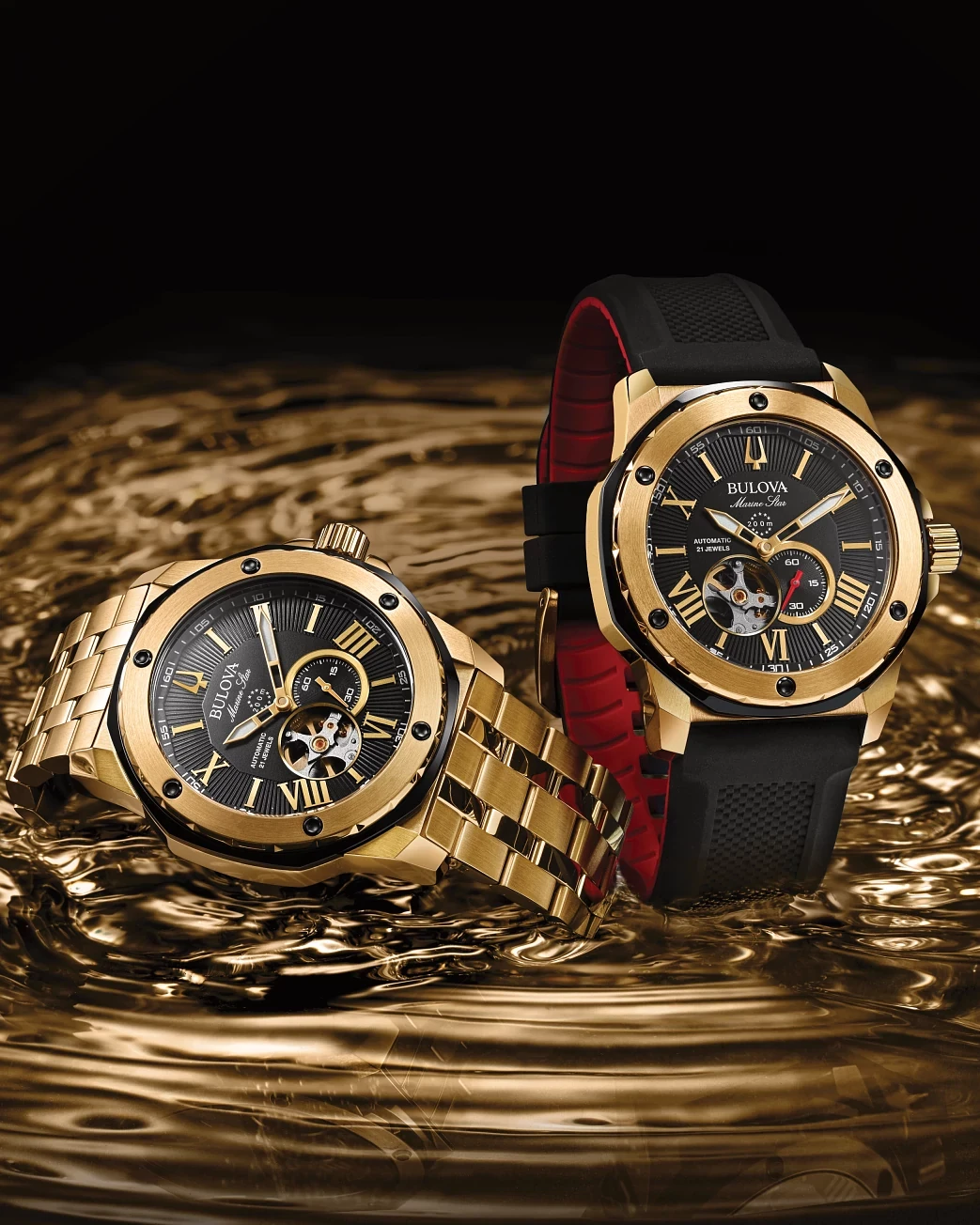 Black Dial Silicone Strap Marine Star 98A272 | Bulova